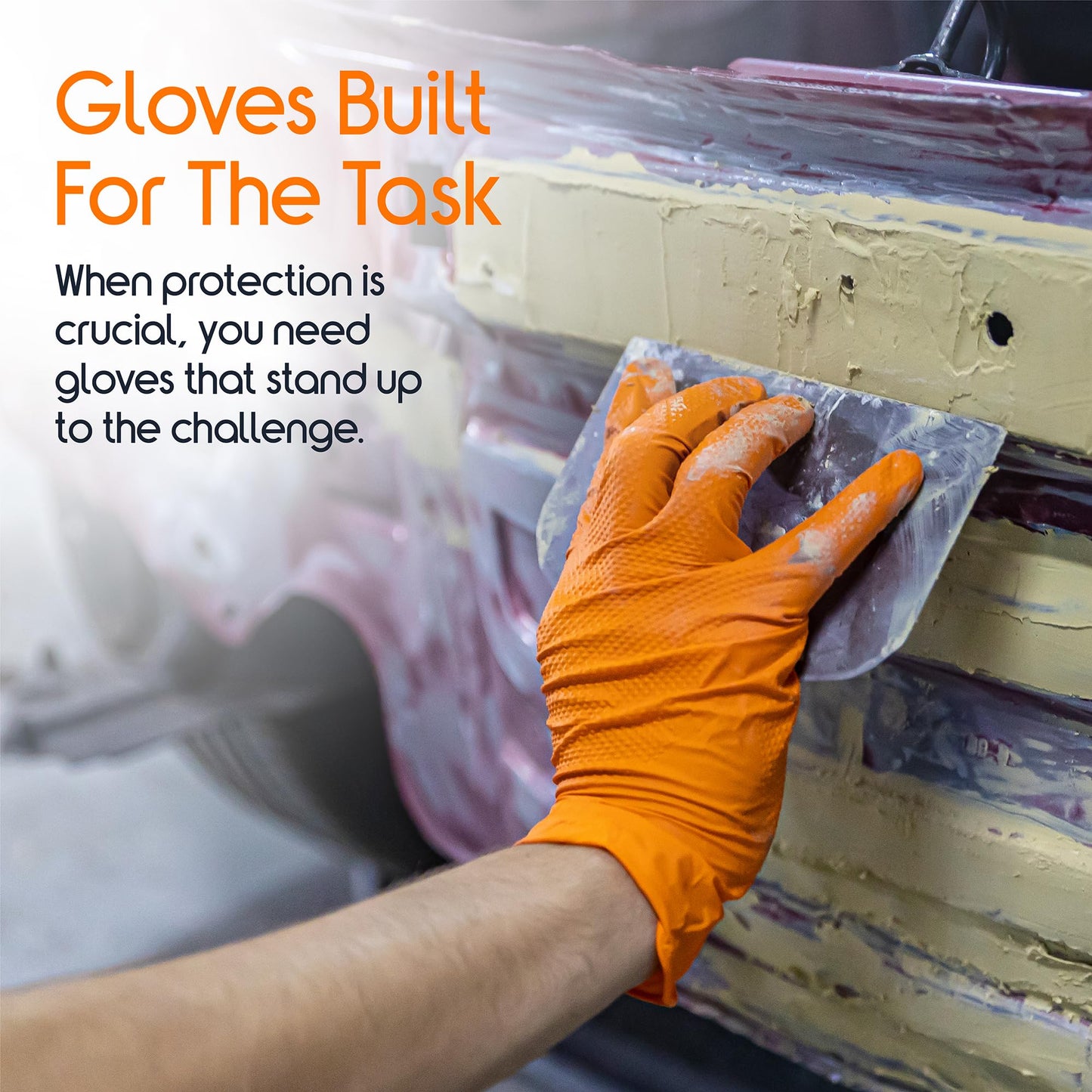 Inspire Heavy Duty Orange Nitrile Gloves | ULTRA 8 Mil Diamond Textured Grip | Industrial Mechanic Disposable Cleaning Gloves Medium, 1000 Count