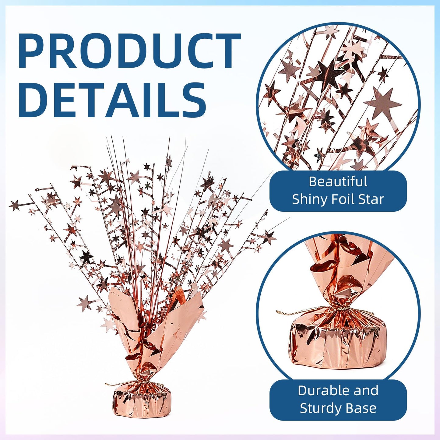 Ohiyoo 24 Pack Rose Gold Metallic Foil Spray Centerpiece Star Table Decoration Burst Table Centerpieces for Birthday New Year Wedding Anniversary Graduation Party Supply (Rose Gold)