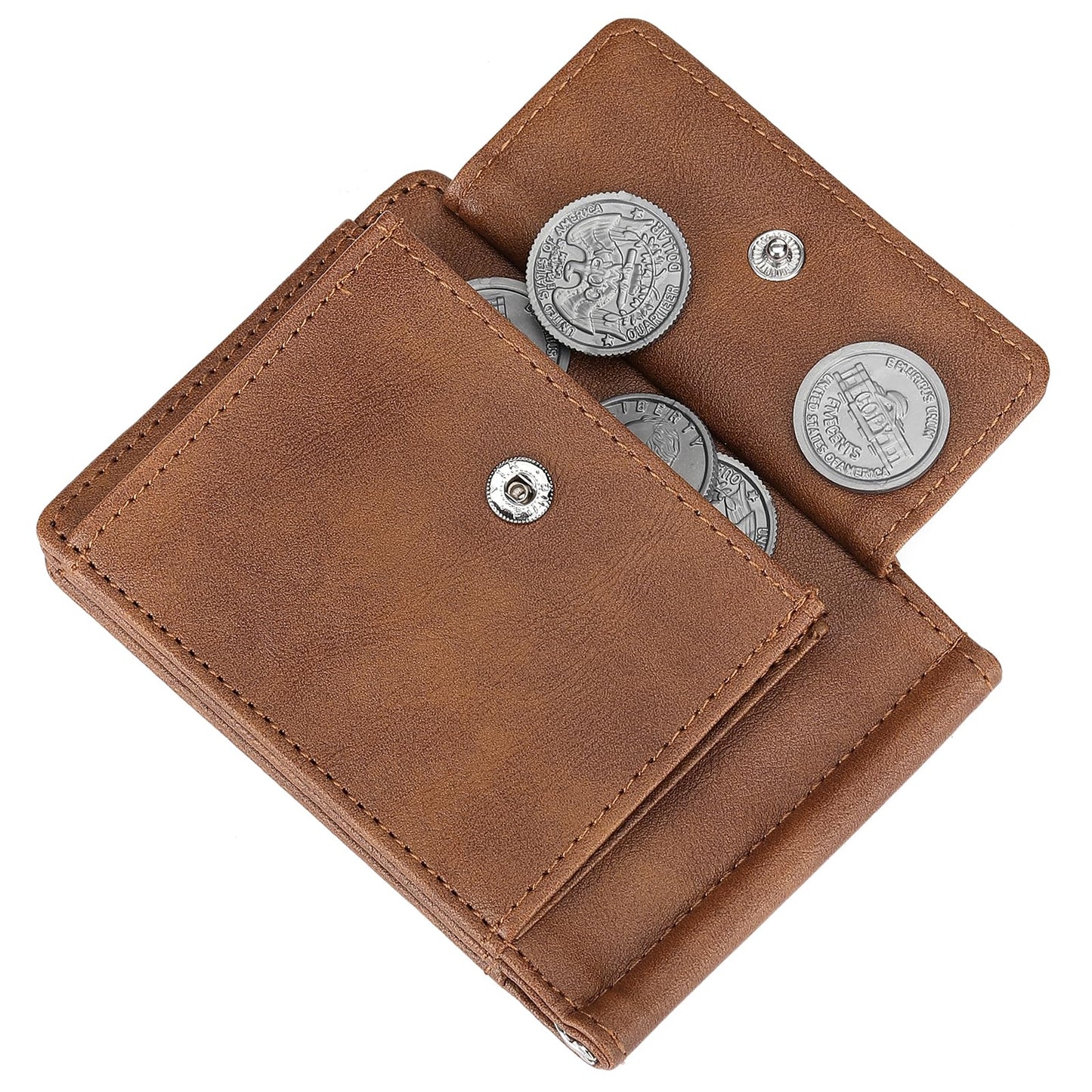 LOUEBICA Slim Wallets for Men with Money Clip RFID Blocking Front Pocket Wallet Thin Bifold Card Holder Wallet with Coin Pocket