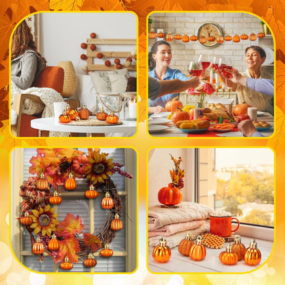 60 Pcs Fall Pumpkin Hanging Ornaments Fall Mini Pumpkin Ball Ornaments Thanksgiving Tree Hanging Decorations for Autumn Thanksgiving Harvest Small Tree Home Decor, 6 Styles