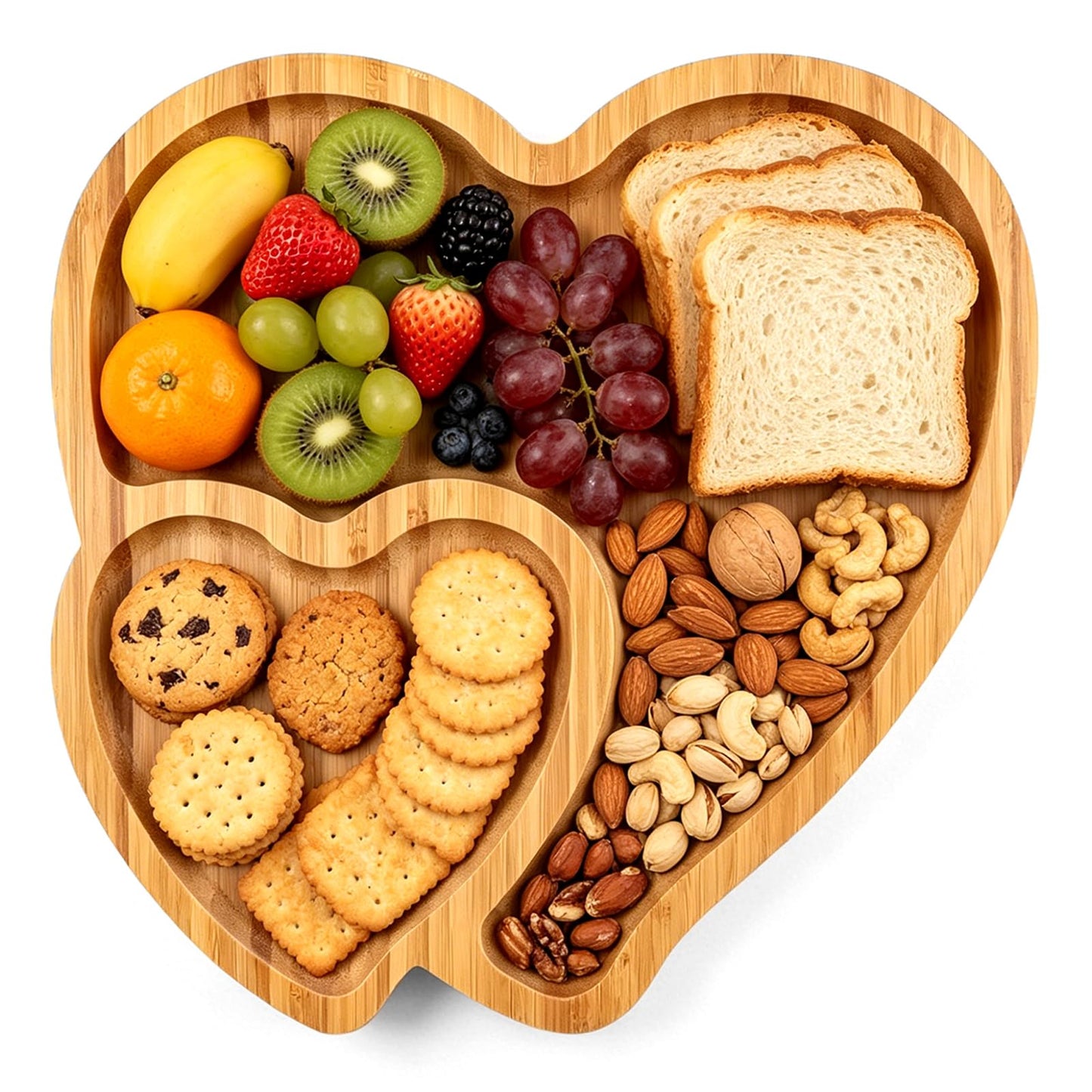 Wooden Serving Tray Heart Shaped Cheese Board Salad Plate Dinner Plate Cake Plate Decorative Serving Platter Plate for Snack Candy Food Fruit Decor (Size:10.63x10.63x0.63inch)