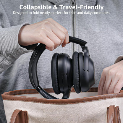Riibox Y7Pro Hybrid Active Noise Cancelling Headphones, LDAC Hi-Res Audio, 100H Playtime, Bluetooth 6.0, Customize EQ via App, Comfort Fit Wireless Over-Ear Headphones for Home Office Travel