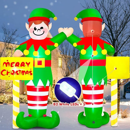 Danxilu 14 FT Giant Christmas Inflatables Elf Outdoor Decorations, Huge Elf Inflatable Built-in LED Lights Christmas Blow Up Yard Decorations Waterproof Outside Decor for Xmas Holiday Lawn
