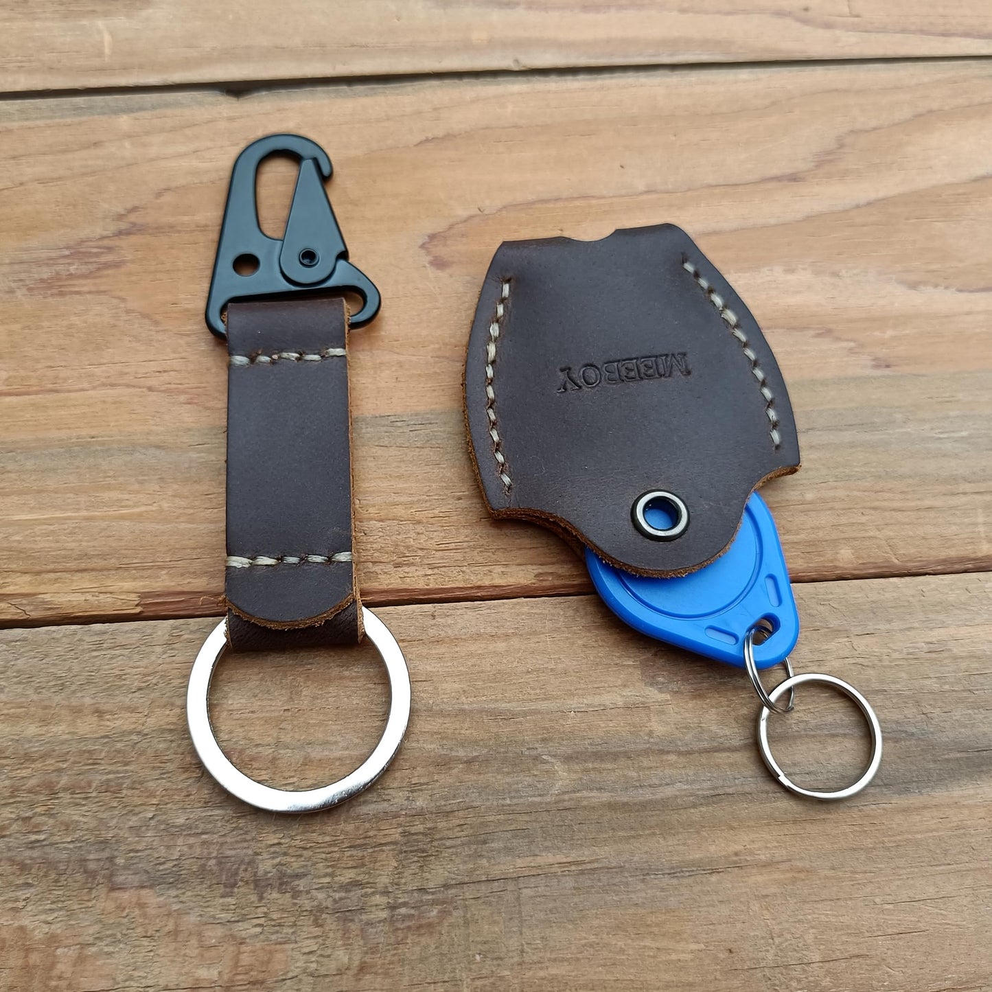 MEEBOY Handmade Leather car Key Sleeve for Broken Key car Key Cover for Men and Women (Coffee)
