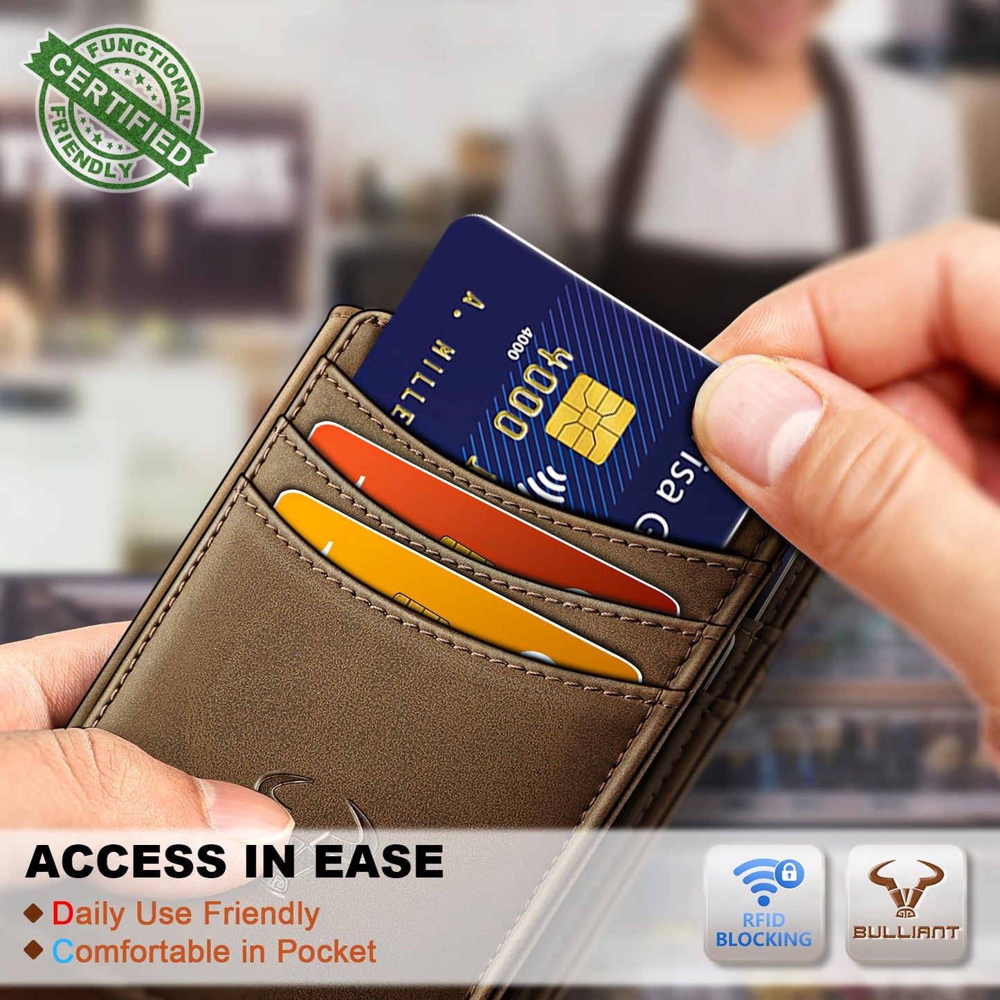 BULLIANT Slim Wallet For Men 12Cards,Magnetic Flip Build-in Money Clip Airtag Compatible-RFID Blocking