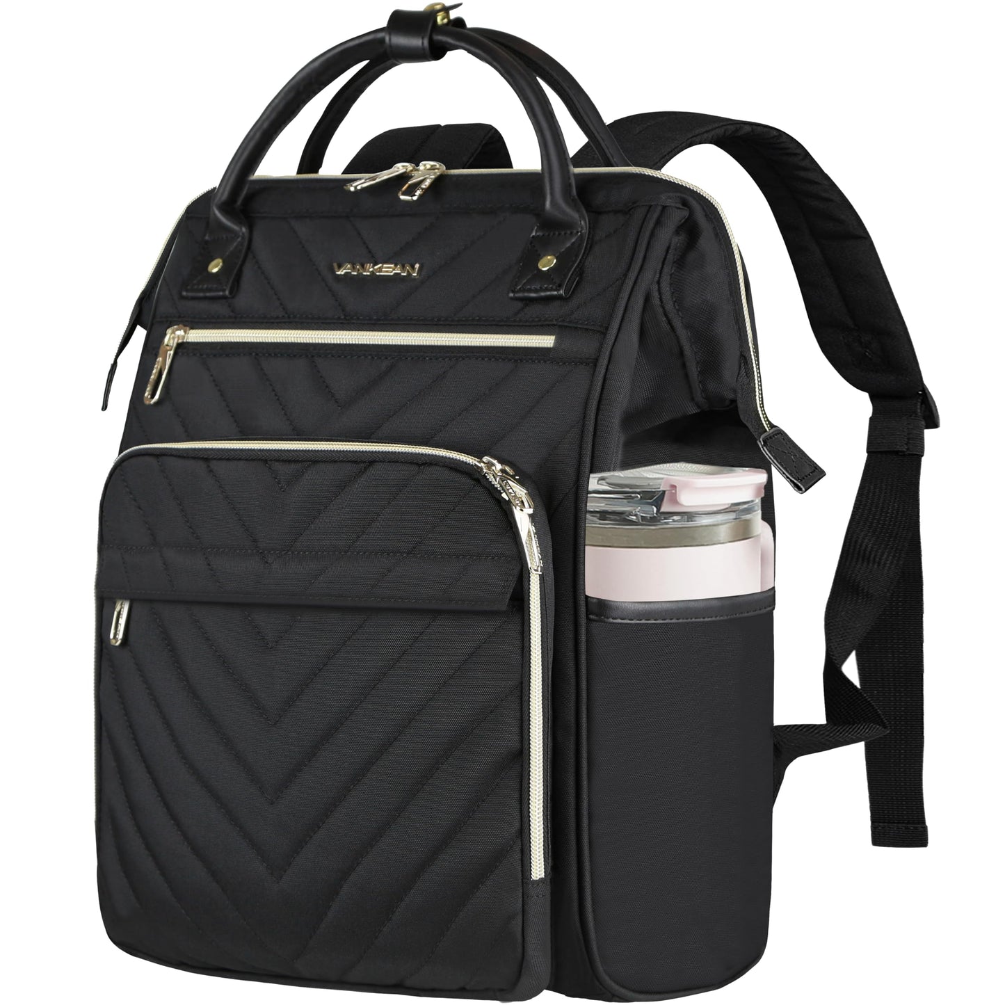 VANKEAN 17 Inch Laptop Backpack for Women Fashion Computer Work Bag, Large Capacity Waterproof Backpack, College Daypack Business Travel, Black