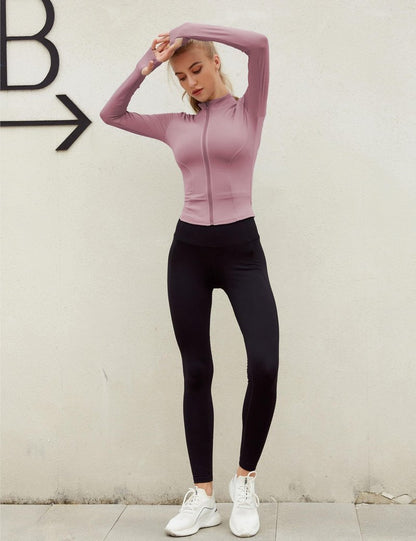 Lviefent Womens Lightweight Full Zip Running Track Jacket Workout Slim Fit Yoga Sportwear with Thumb Holes (Brick Red, X-Large)