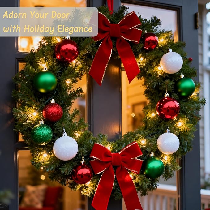 50ct Christmas Balls Ornaments for Xmas Tree, Red Green White Shatterproof Christmas Tree Decorations Hanging Ball for Holiday Party Decor(1.57"-2.36")