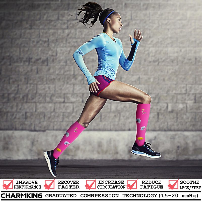 CHARMKING Compression Socks for Women & Men Circulation (8 Pairs) 15-20 mmHg is Best Support for Athletic Running, Cycling (L/XL, Multi 62)