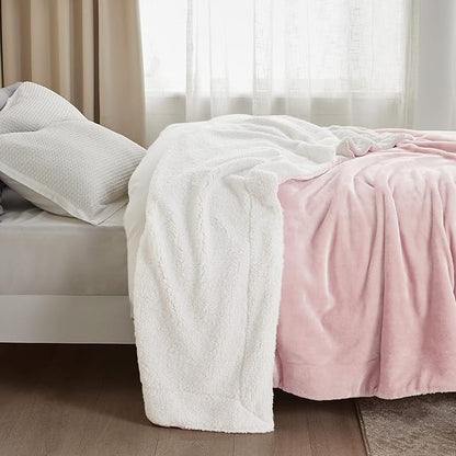 Bedsure GentleSoft Sherpa Fleece Throw Blanket Twin Size for Couch - Thick and Warm Throw for Girls, Soft Fuzzy Plush Twin Blanket for Winter, Pink, 60x80 Inches