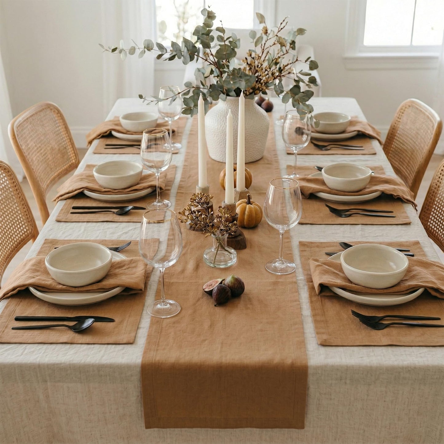 Solino Home Linen Table Runner 120 Inches Long - 100% Pure Linen Tobacco Brown Table Runner 14 x 120 Inch - Diana Medium Weight