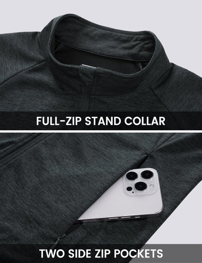 MAGCOMSEN Lightweight Athletic Zip Up Jacket Women SPF UPF Sun Protection Jackets Long Sleeve Shirts Hiking Clothes Workout Black M