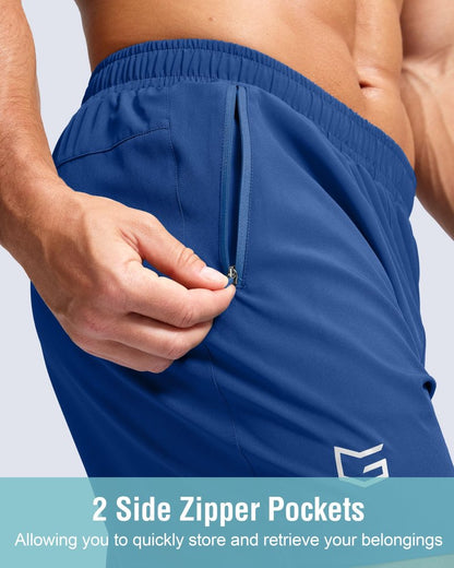 G Gradual Men's Athletic Running Shorts with Zipper Pockets Quick Dry 7"/ 5"/ 9" Workout Gym Shorts for Basketball Hiking(Royal Blue,5M)