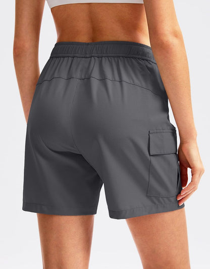SANTINY Women's 5''/ 7''/9'' Hiking Cargo Shorts Quick Dry Lightweight Summer Shorts for Women Athletic Golf Zipper Pockets(Dark Grey_XXL)