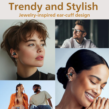 JVC Nearphones Open Ear True Wireless Headphones - Open Ear Earbuds - Bluetooth 5.3-24H Playback - IPX4 Water Resistant - Built-in Mic - Awareness & Comfort - Ear Clip Earbuds - HANP1TA