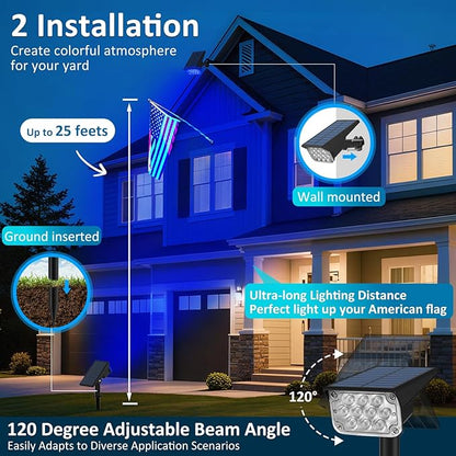 T-SUNUS Christmas Solar Color Landscape Spotlights Outdoor, IP65 Waterproof RGB Spot Light 2 Pack Auto Dusk to Dawn Landscaping Wall Lights for Tree Yard Garden Driveway Porch Walkway Pond Halloween
