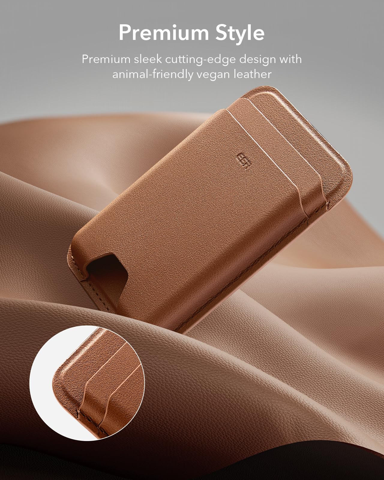 ESR for MagSafe Wallet, 5 Card Holder with RFID Blocking, MagSafe Sticker Included, Slim Magnetic Wallet for iPhone 17e/17/16/15/14/13/12 Series and Selected Samsung Devices, Not for 13/12 Mini, Brown