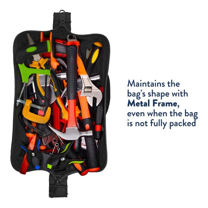 Olympia Tools Tool Bag 12 Inch, Heavy Duty Tools Bag with 3 Large Pockets, Adjustable Shouder Straps and 600D Reinforced Material