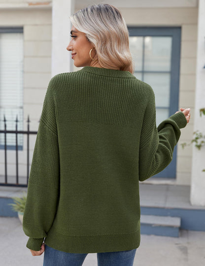 Zeagoo Women's 2025 Fall Chunky Knit Sweater Oversized Crewneck Long Sleeve Winter Cotton Pullover Sweaters Jumper Tops