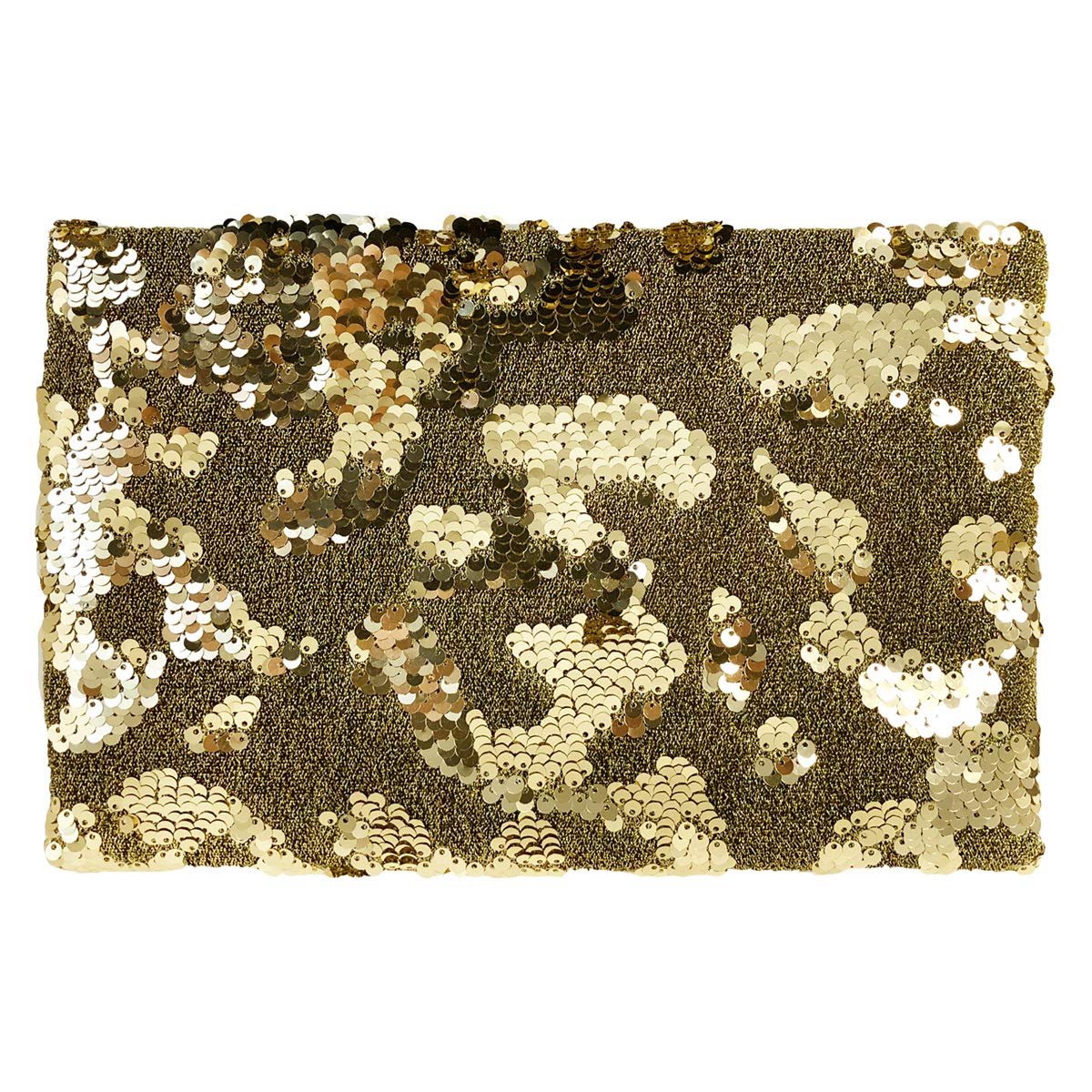JNB Sequin Envelope Clutch for Women – Flat Evening Bag with Detachable Chain, Snap Closure, Fabric Lining, Interior Zipper Pocket, Lightweight Sequin Purse for Parties and Special Events (Black)