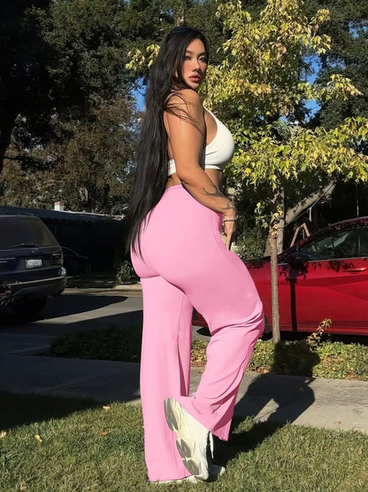 YEOREO Workout Leggings Womens No Front Seam Straight Leggings 35" High Waist Buttery Eddiy Gym Yoga Pants Bubblegum Pink S