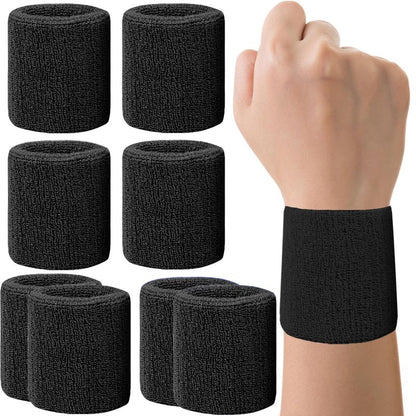 IMAGERIO 8 Pack Wrist Sweatbands Tennis Wrist Bands Absorbent Sweat Band for Men and Women, Breathable Cotton Sweatbands for Working Out, Football, Basketball, Running Athletic Sports