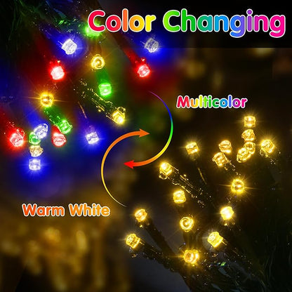 KNONEW 720 LED 328FT Christmas Lights Outdoor Green Wire Color Changing String Lights with 11 Modes & Timer Dimmable Fairy Light for Xmas Tree Roof Yard Wedding Decorations(Warm White to Multicolor)