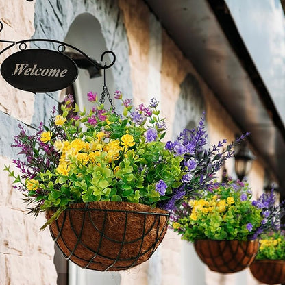 12 Bundles Artificial Flowers for Outdoors Decorations, Plastic Fake Flowers Colorful Faux Flowers Realistic UV Resistant for Garden Patio Porch Window Box Home Outdoor Decor (Mixed Flowers)