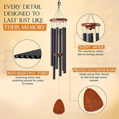 32 Inch Memorial Wind Chimes Outdoor, Sympathy Gifts for Loss of Loved One, Memorial Gifts for Loss of Mom, Sympathy Wind Chimes for Mother, Father, Brother, Sister