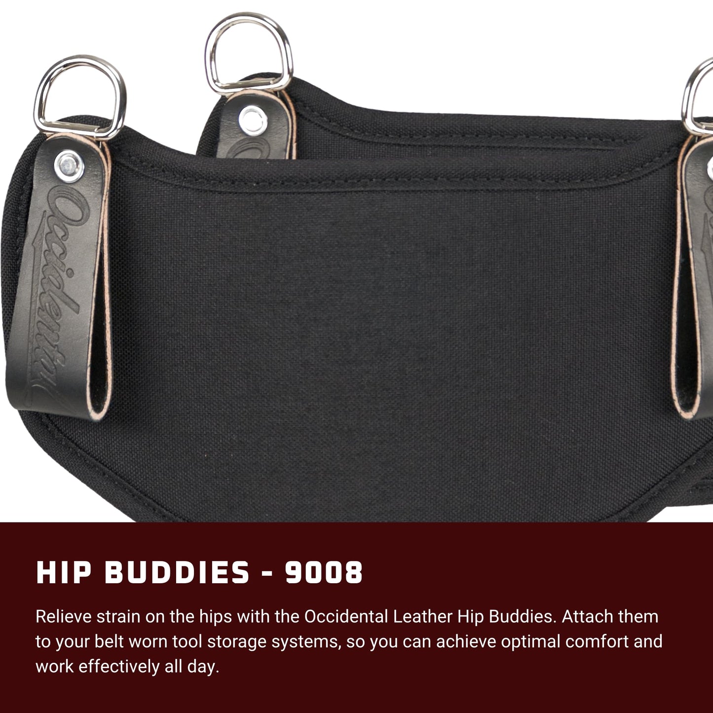 Occidental Leather Hip Buddies, Black - Accepts Any Bag Up to 7.5" Wide - Made in USA