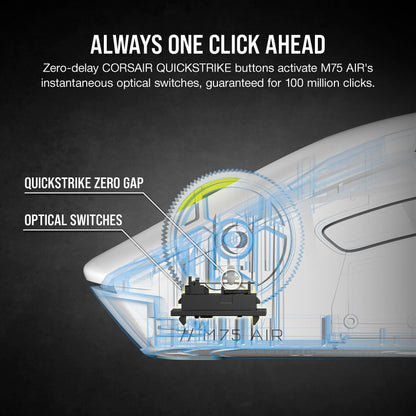 Corsair M75 AIR Wireless Ultra Lightweight Gaming Mouse – 2.4GHz & Bluetooth – 26,000 DPI – Up to 100hrs Battery – iCUE Compatible – Black