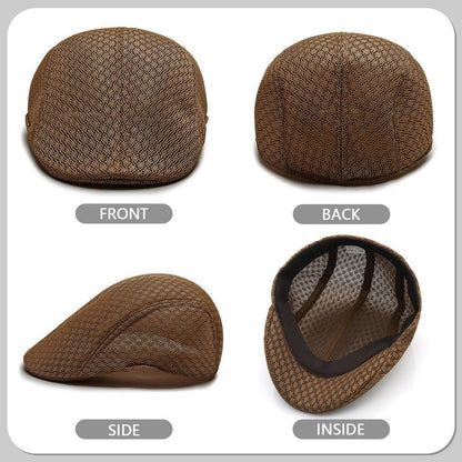 Xinveen 2 Pack Men's Mesh Cap Breathable Summer Newsboy Hat Beret Ivy Cap Irish Hiking Fisherman Hats