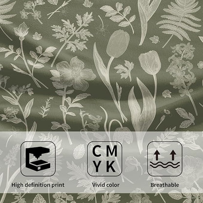 Sage Green Spring Floral Hand Towels
