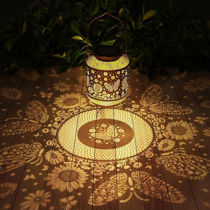 Solar Lanterns Outdoor Waterproof Butterfly Garden Decor Birthday Gifts for Women Mom Grandma Hanging Solar Lights Metal Decoration Outside for Yard, Patio, Backyard, Porch, Pathway
