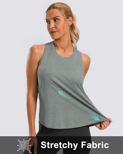 G Gradual Women's Workout Tank Tops Racerback Athletic Yoga Tops Loose Fit Sleeveless Running Gym Sports Shirts for Women(Sage Grey Heather,XL)