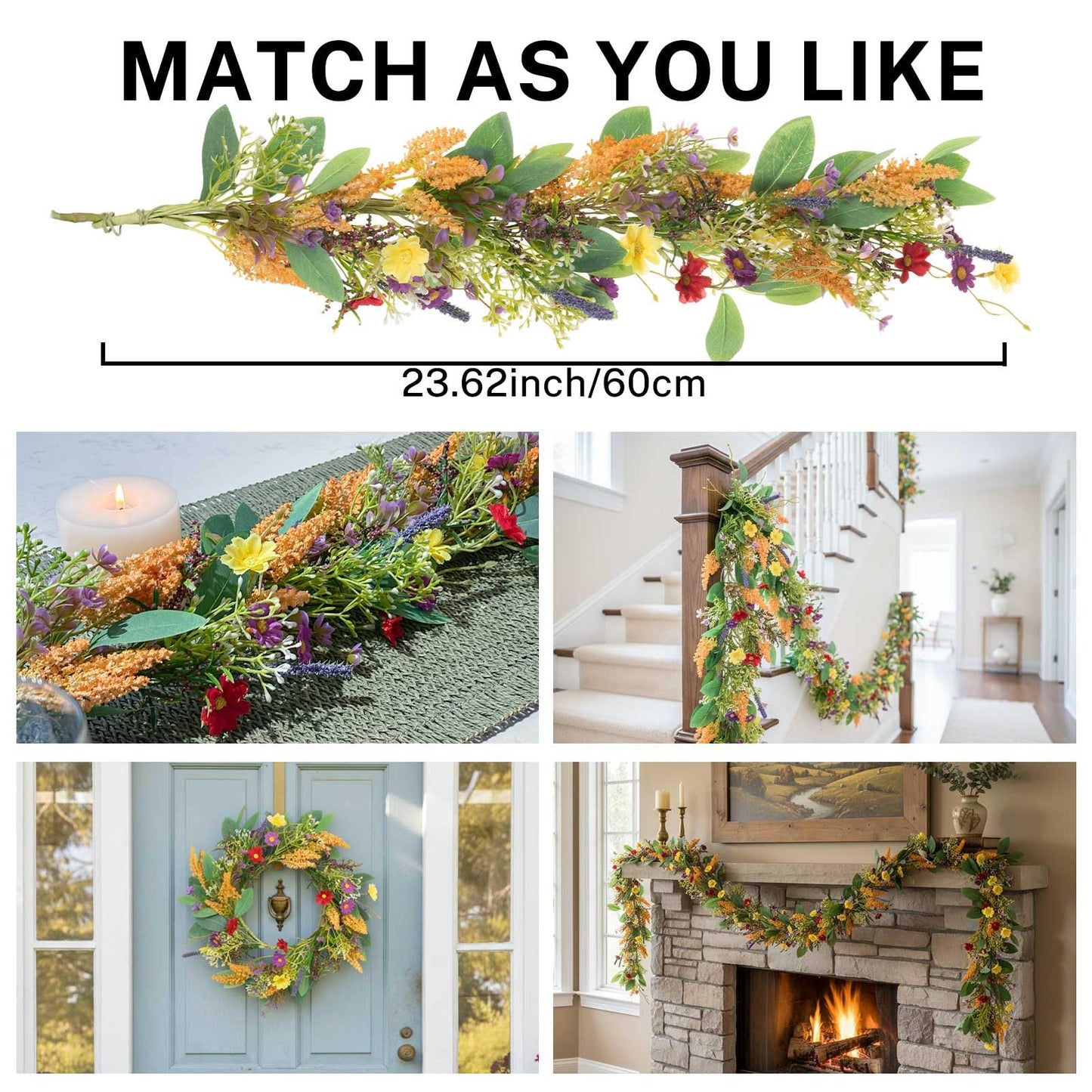 MOYEE Summer Centerpieces for Tables Wreath with Candle Holder,Candle Ring, Black Metal Candlestick with an Artificial Wreaths 14 in Versatile Dining Table Centrepiece (Golden Wheat Ear Wreath)