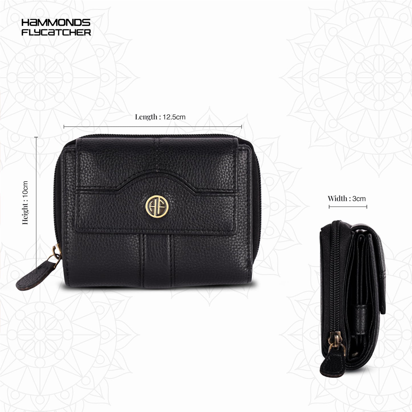 HAMMONDS FLYCATCHER Leather Ladies Wallet for Woman with 14 Card Slots - Clutch Purse for Women, Ladies Wallet for Women Stylish, Ladies Purse for Women Wallet, Purse for Woman, Black, 12.5 cm x 3 cm