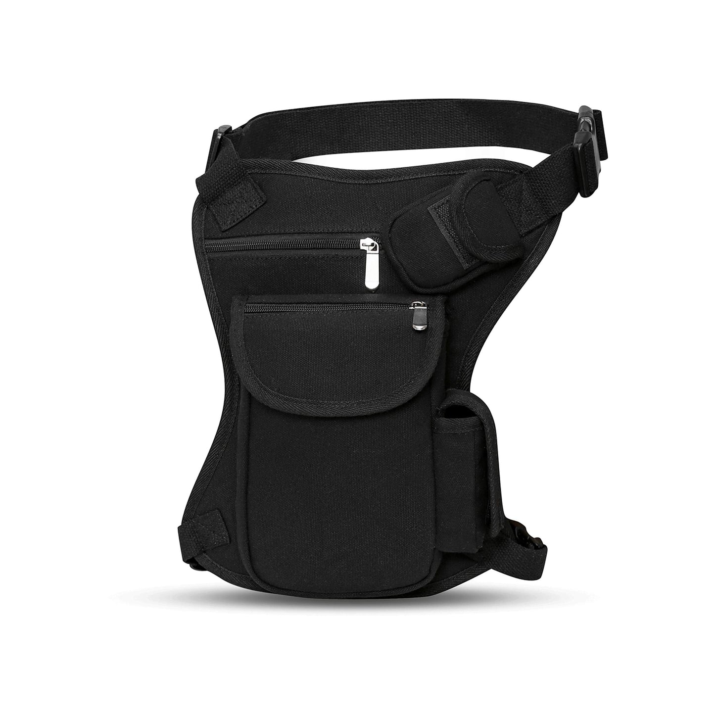SEALINF Canvas Waist Bag Fanny Pack Racing Drop Leg Outdoor Bag (Black)