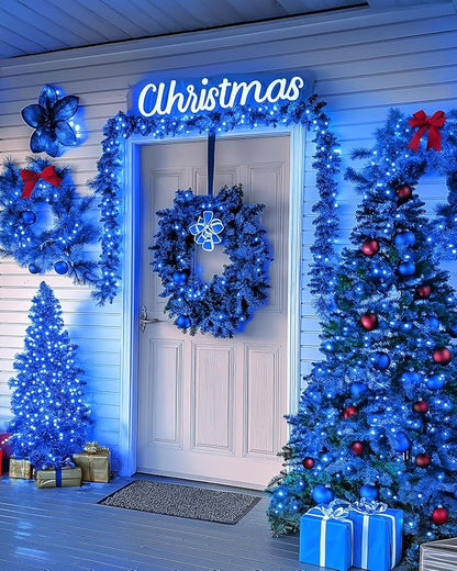LED Christmas Lights, Extra Long Outdoor String Lights Waterproof, Timer & Memory, 8 Modes Dimmable Plug in Fairy for Outside Tree Wedding Patry (Blue, 125FT 380LED)