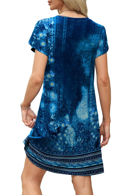 OFEEFAN Womens Summer Dresses 2026 Spring Tshirt Dress Sundresses Beach Vacation Clothes Boho Outfits Print 09 L
