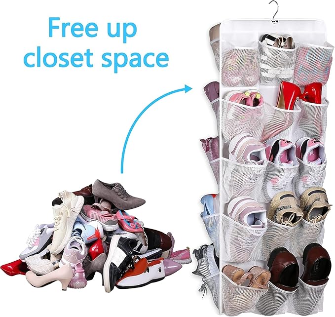 MISSLO 30 Large Pockets Dual Sided Hanging Baby Shoe Organizer
