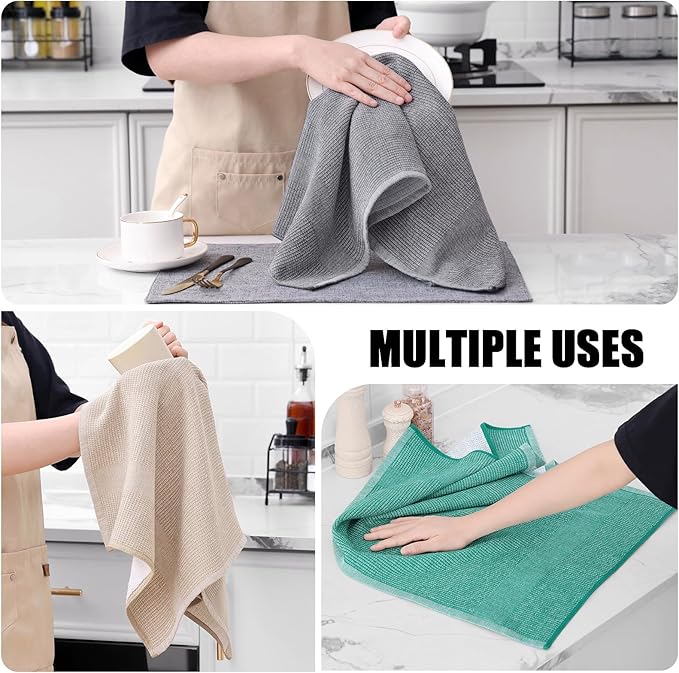 Homaxy Premium Kitchen Towels, Large Cotton Kitchen Hand Towels, Flat and Terry