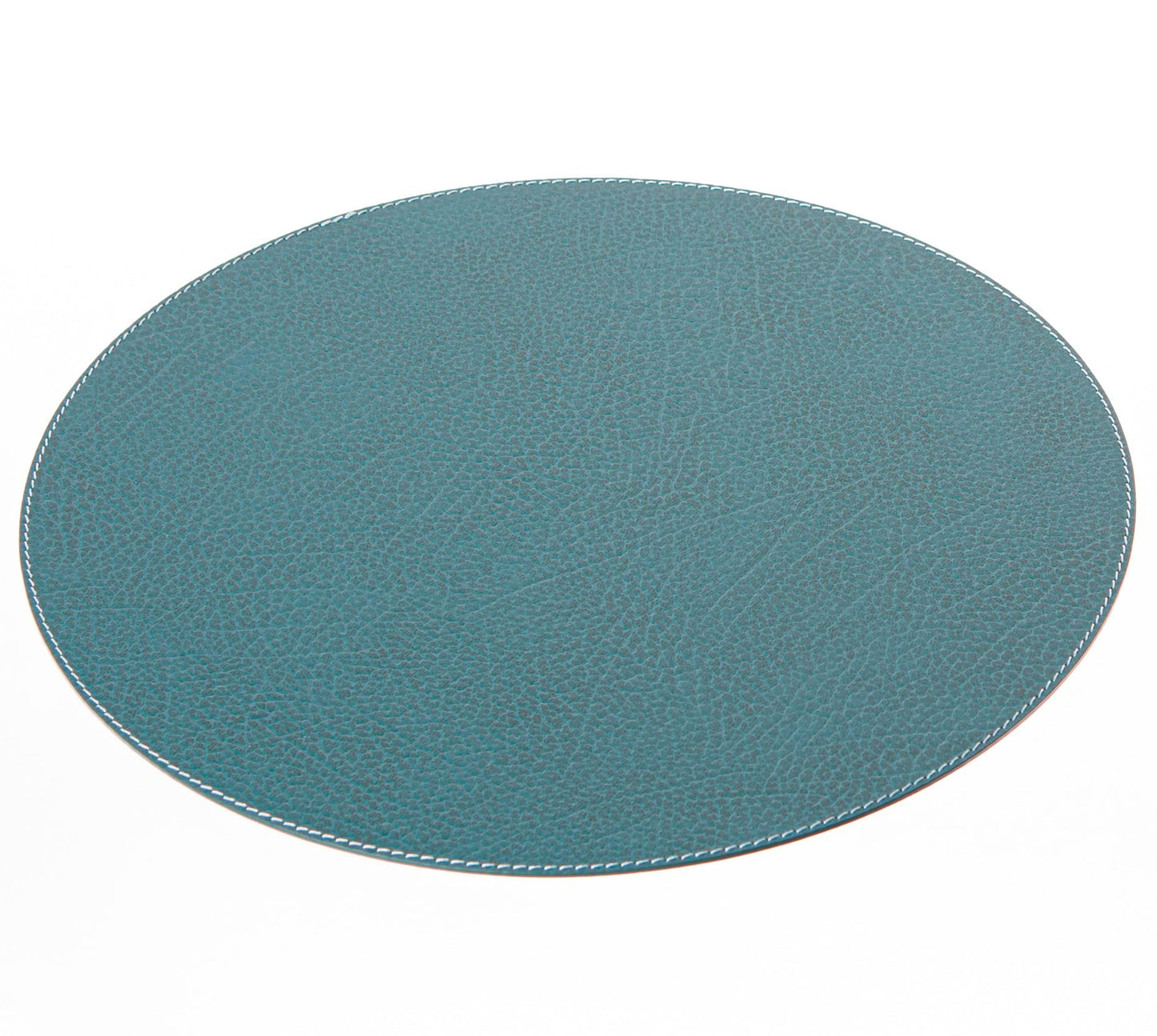 Nikalaz Round Placemats Set (Pack of 4) Recycled Leather Table Mats 15 inches, Kitchen Dining Table Decor by Nikalaz (Petroleum Green)