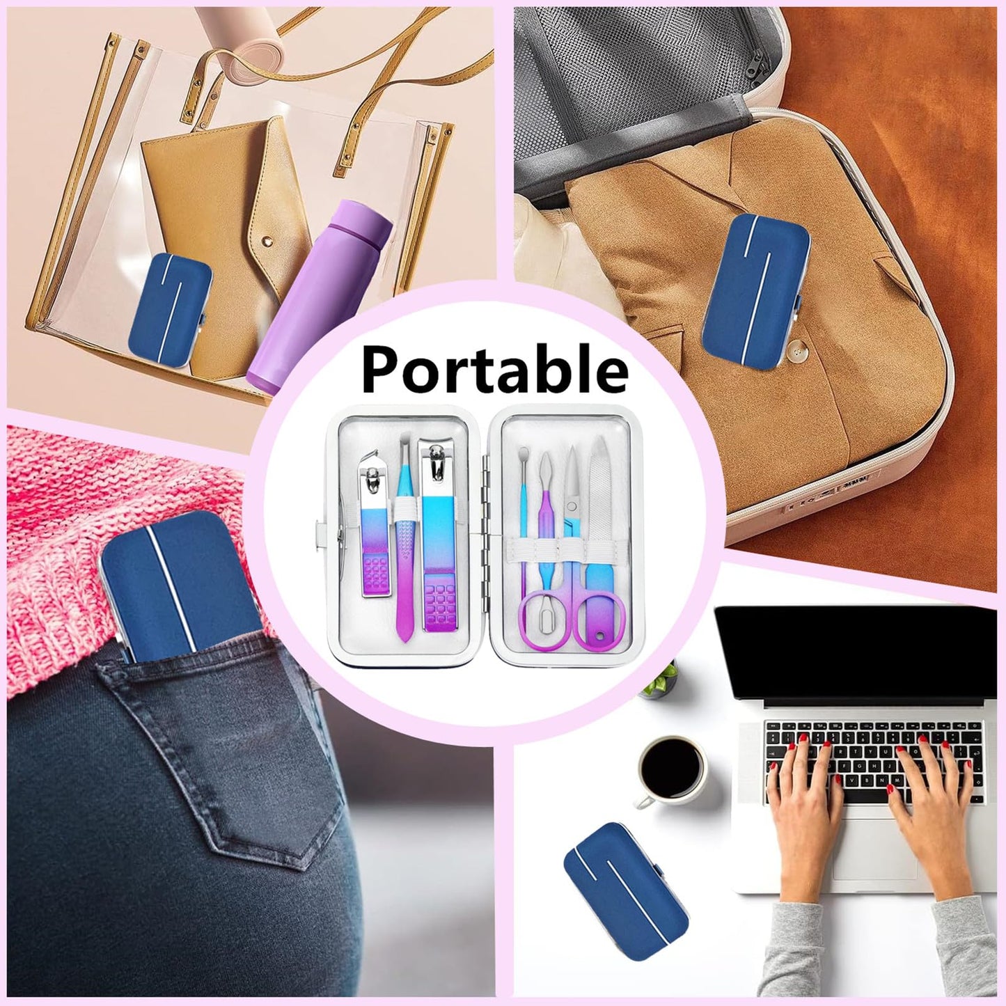 Manicure Set Nail Clipper Set Men Women Nail Clippers Toenail Fingernail Cutters Personal Care Tools Manicure Pedicure Tools with Travel Case Grooming Kit Present for Men Women Family Friends