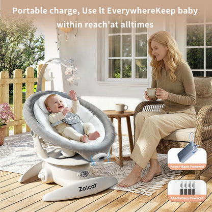 Baby Swing, 3-in-1 Baby Swings for Infants with Motion Detection & Vibration Comfort, 360° Rotating Electric Baby Swings with 5 Speeds & 3 Swing Modes, Infant Swing for Baby with 12 Preset Melodies