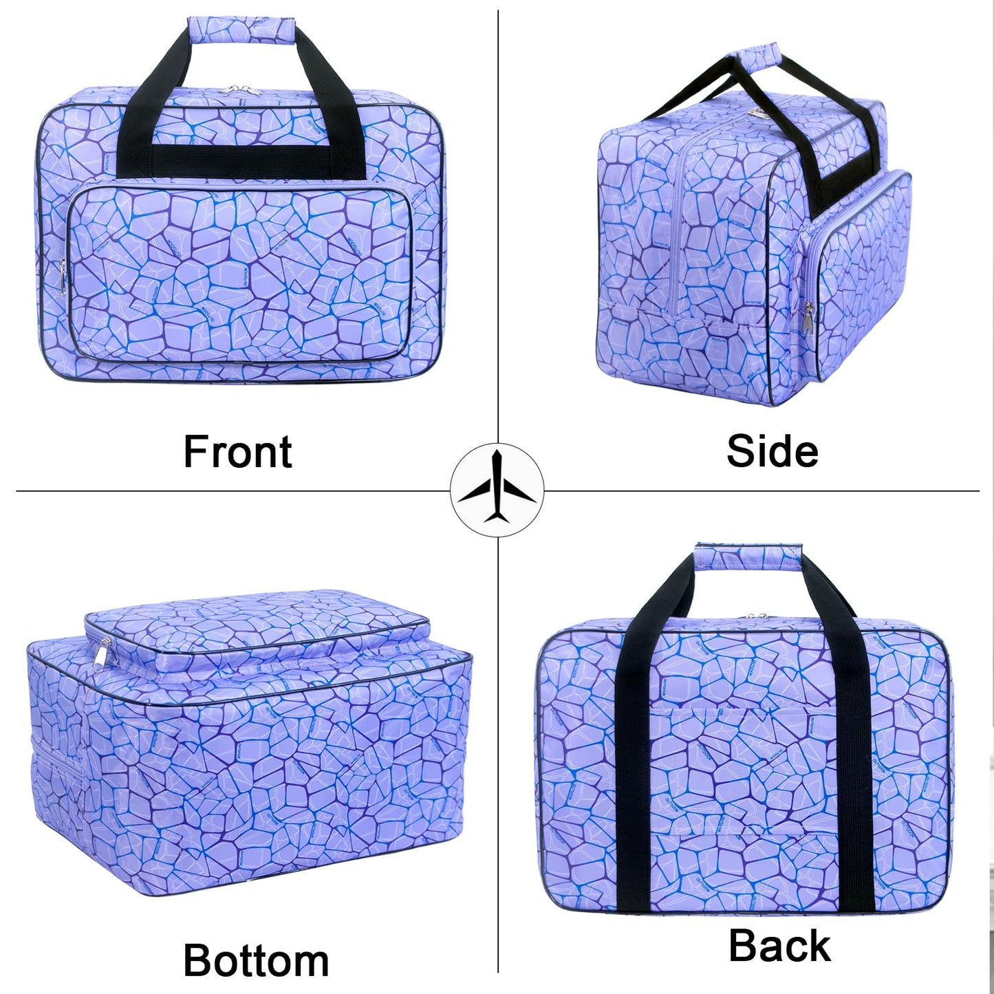 Haroranax Sewing Machine Carrying Case，Sewing Machine Carrying Case Tote Bag，Universal Tote Storage Bag with Pockets and Handles, Suitable for Most Standard Singer, Janome (PURPLE)