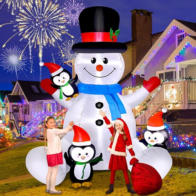 6 FT Christmas Snowman & Penguin Inflatable Blow Ups Outdoor Christmas Decorations with LED Lights for Indoor/Outdoor Yards, Gardens, Lawns