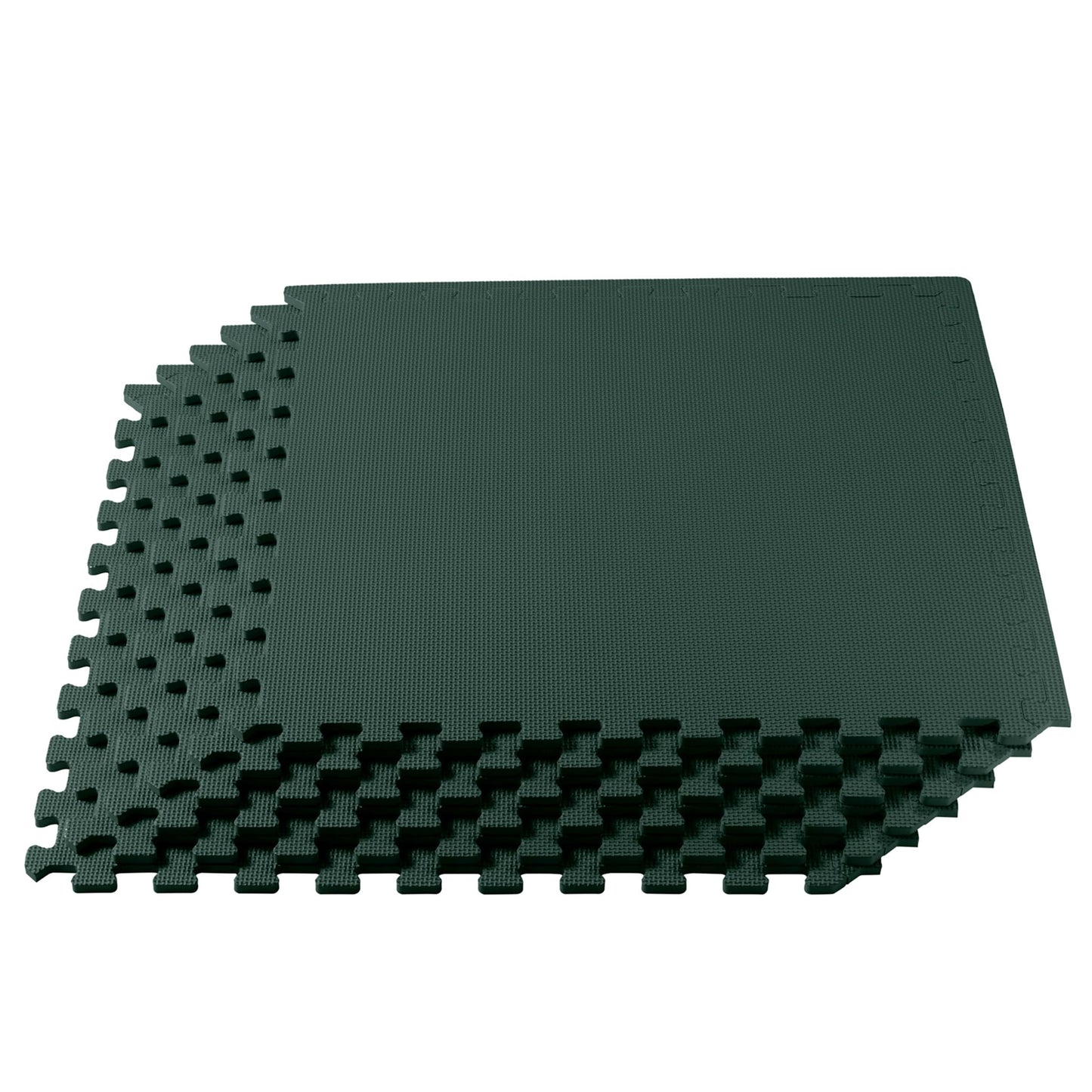 We Sell Mats 3/8 Inch Thick Multipurpose Exercise Floor Mat with EVA Foam, Interlocking Tiles, Anti-Fatigue for Home, or Gym, Hunter Green, 48 Sq Ft