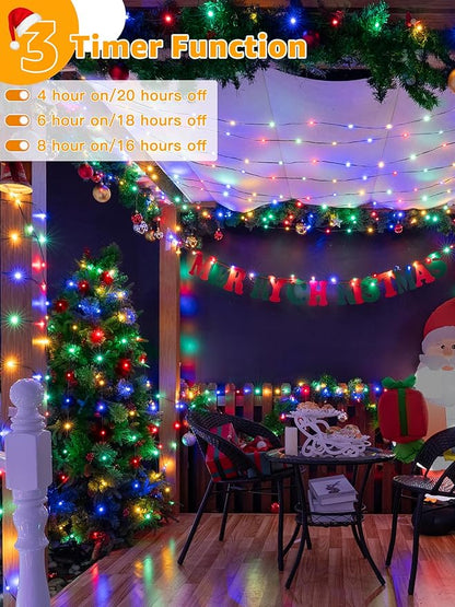 300 LED 98 FT Christmas Lights, Waterproof Outdoor String Lights with Remote and Timer, Christmas Tree Lights with 8 Modes Dimmable, Fairy Lights for Holiday Decor (Multicolor)