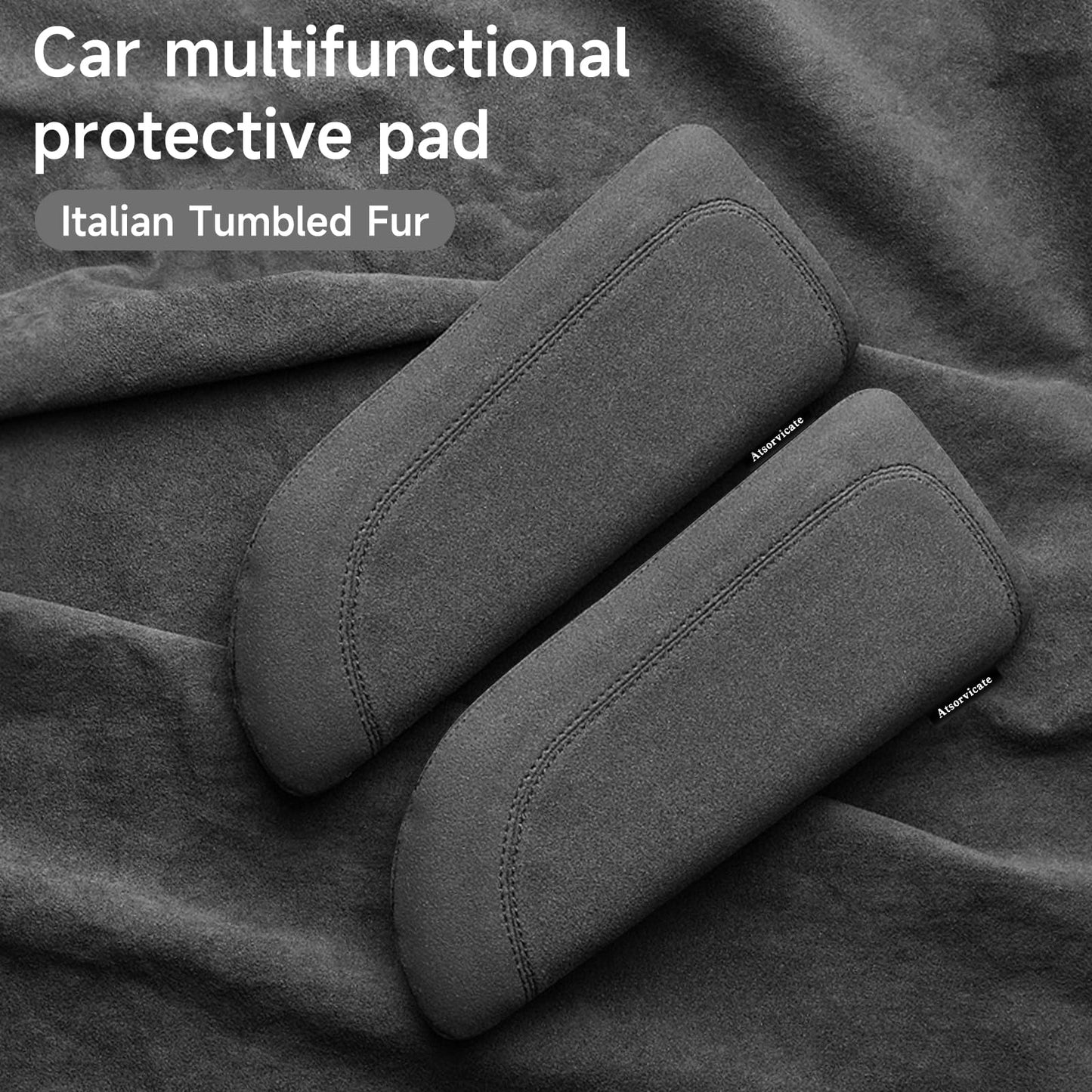 Car Elbow pad Memory Foam Rest pad Door armrest pad Center Console Knee arm pad Itlian Turn Fur Universal armrestarm pad car Knee Cushion pad Thigh Support Comfort Pillow (black line left)